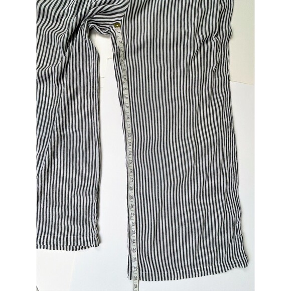 Elan Wide Leg Flowy Pinstripe Pants Wide Leg Paperbag High Tie Waist Grey Whit M - Picture 9 of 12